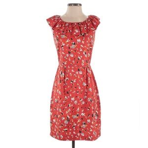 Anthropologie Hi There Karen Walker Dark Orange Floral Ruffle Collar Dress Sz 4